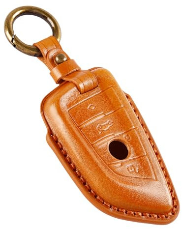 OFF WE GO Schlüsselhülle Cover Leder Autoschlüssel Hülle für BMW X1 X2 X3 X5 X6 series 1 2 3 5 6 7 series Damen Männer Schlüssel Cover mit Schlüsselanhänger, Braun