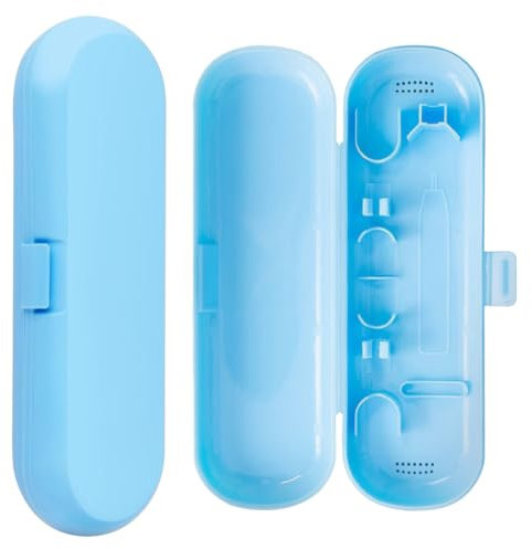 feyiubmen Praktisches Etui für elektrische Zahnbürsten, Elektrische Zahnbürste Serie Kunststoff Ersatz Etui für 1 Handstück und 2 Aufsteckbürsten(Blau)