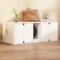 PREMTURE Katzenschrank, Katzentoilette, 4-türiger Katzenklo Schrank, Katzenhaus mit Tür und Abfallbehälter, 43 x 52 x 110 cm, Sitzbank, weiß, MDF