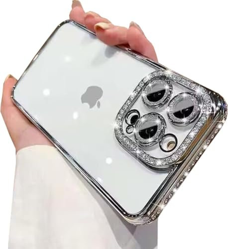 PIXFAB Case for iPhone 16 Plus, Diamond Glitter Phone Case [Ultra Slim] Scratch Resistant Sparkle Bling Gel Rubber Soft Skin Silicone [Protective Case] Clear Cover for iPhone 16 Plus - Silver