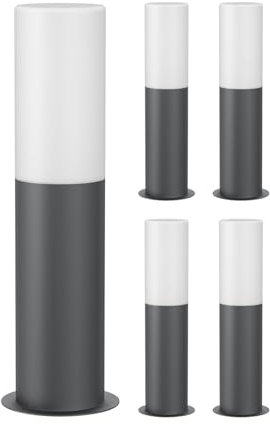 ledscom.de 5x Wegelicht/Pollerleuchte GROPO für außen mit Premium Echtglashaube – UV-beständig, kein Vergilben, IP44, 41 cm, anthrazit 1x E27 max. 40W