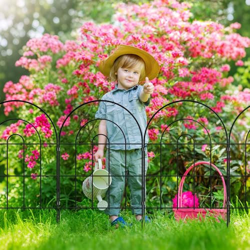 Thealyn Dekoratives Gartenzaun 61cm H x 33cm B Metallzaun ohne Graben für Außenbereich, Grenzzaun, Hundezäune für Blumenbeete, Garten, Tierbarriere, Bogen-Innennetz (8,2 M (25 Paneele))