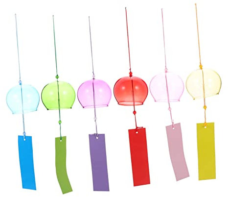 KONTONTY Lot De 6 Carillons À Vent en Verre pour Festival Décoration pour Extérieur Maison Terrasse