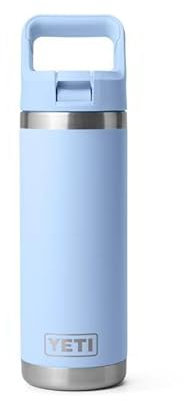 YETI Rambler C Straw Bottle, Stainless Steel Vacuum Insulated Bottle with Straw Cap, Big Sky Blue, 18 oz (532 ml)