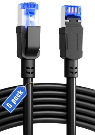 Ercielook Cable LAN CAT8 de alta velocidad – 0,3 m (5 unidades) cable de red para exteriores e interiores, 40 Gbps de extensión para router/gaming/módem