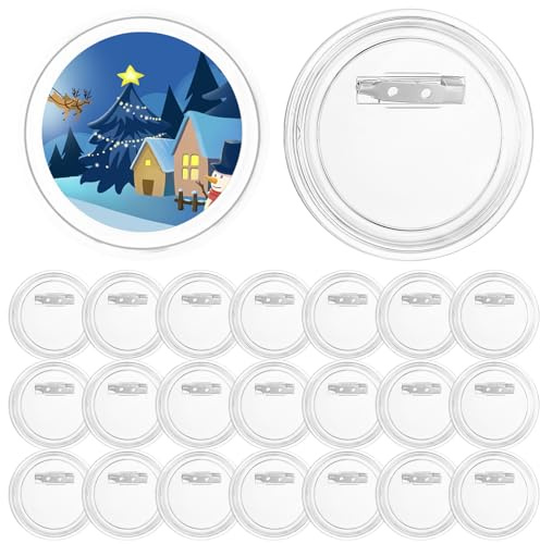 20 Stück Buttons Selber Machen Ohne Buttonmaschine, Ø 60mm DIY Transparente Buttons Anstecker zum Selbstgestalten, Acryl Ansteckbuttons mit Anstecknadel für Bild Foto Kleidung