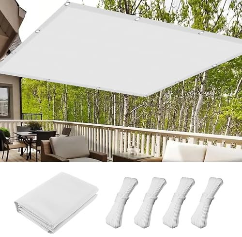 Voile d'ombrage Toile 3 x 5 m Imperméable Une Protection des Rayons Toile Ombrage Pergola avec Oeillets pour Extérieur/Terrasse/Jardin, Blanc