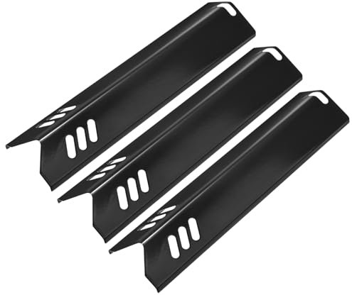 M METERXITY 3-Pack Grill Heat Plates Replacement Parts for Dyna-Glo, 15 Porcelain Steel Heat Tents Burner Cover for Uniflame, Heat Shields for Backyard Gas Grill [Black]