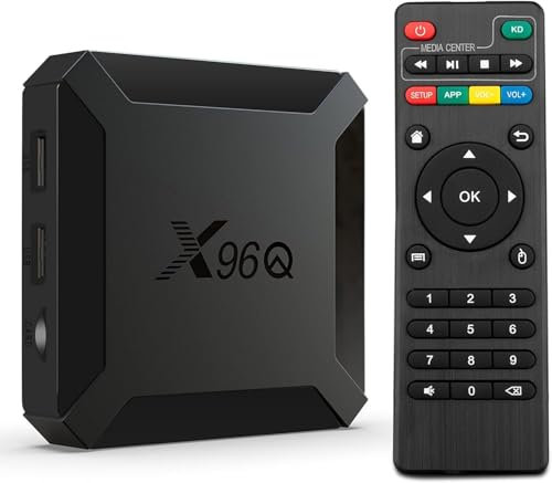 IPTV X96Q Lecteur Multimédia de Diffusion en continu, boitier IPTV, Android 10.0/Boîte TV 4K avec Quad-Core chipset, 64 Bits WiFi,4K HD,H.265