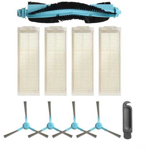 Kit de piezas de repuesto para Cecotec para aspiradora Conga 3590 3690 3790 3890 para Elite 4090 4690 5090 5490 6090 7090, 1 cepillo de rodillo, 4 cepillos laterales, 4 filtros, 1 cepillo de limpieza