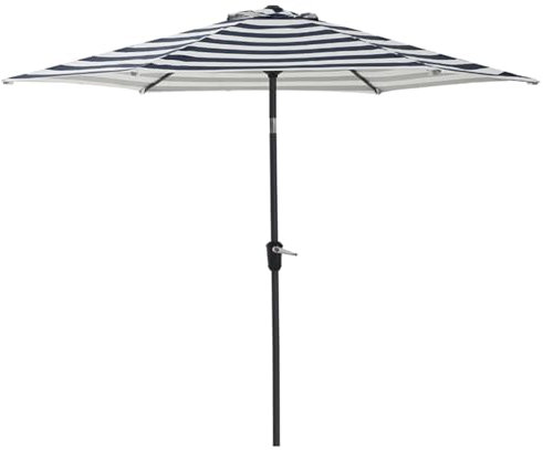 NOIRDA Rechteckiger Sonnenschirm, Großer Terrassenschirm, Marktschirm, Mit Neigungsfunktion Und Kurbel, UV-Schutz, Gestreift, 265 X 265 cm