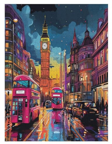 500 Piece Jigsaw Puzzles for Adults - London Cityscape - Children Puzzle Recycled Family 55×41cm