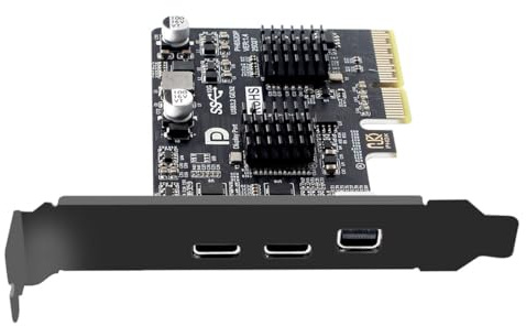 10Gbps PCI-E Express 4x & Mini DP Displayport 1.4 Input to Dual USB3.1 Type-C USB-C & 4K 60hz Output Desktop Graphics Expansion Card Adapter ASM3142