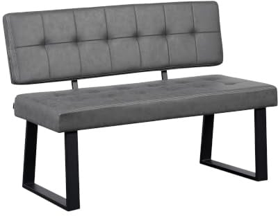 B&D home Sitzbank Sigfrid - Eckbank Esszimmer Mit Lehne, Sitzbank Flur, Pflegeleichter Bezug in Leder Optik in Dunkel Grau, Kaltschaum-Polsterung, Für Esszimmer, Küche & Flur, 120 cm