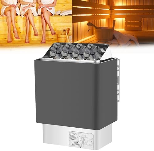 Saunaofen mit digitaler externer Steuerung, Edelstahl Multifunktions-Wandofen für 2-13 m³ Räume