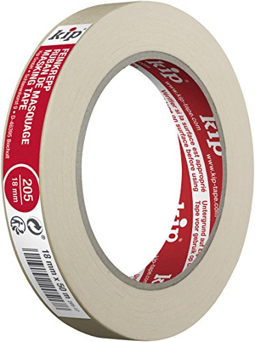 Kip MASKING-TEC Feinkrepp - Kreppband 18 mm x 50 m - Imprägniertes Klebeband für Innen - Schöne Farbkanten - Hohe Klebkraft - Reißfest & Flexibel
