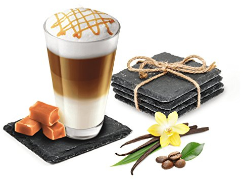 Sendez 8-TLG Untersetzer 10x10cm aus Schiefer Schieferuntersetzer Glasuntersetzer Tischuntersetzer