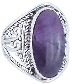 Ring 925 Silber Damen Amethyst Edelstein lila ausgefallen verspielt (MRG-083-01-(62))