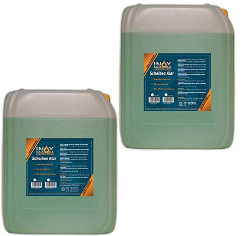 INOX® Scheibenreiniger Konzentrat 2 x 10 L – Scheibenwischwasser-Zusatz für Autoscheiben | Universeller Glasreiniger für Wischwasser | Konzentrat für Glatte Oberflächen