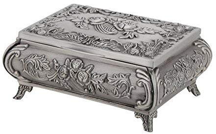 Ringbox Hochzeit Rose Blume Vintage Box aus Zinklegierung Antik für Halskette Ohrringe Ring