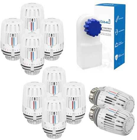 10x IMI Heimeier Thermostat-Kopf 7000-00.500 mit Nullstellung, inklusive 1x kör4u Heizkörperentlüftungsbox