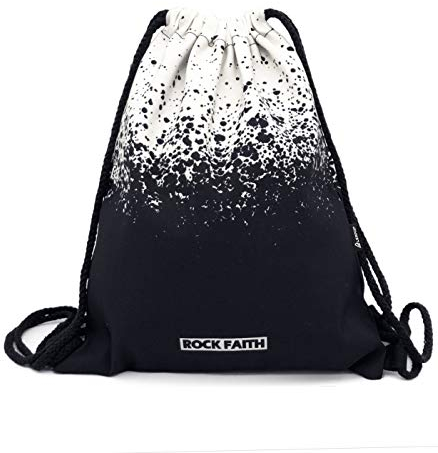 LEAPOP Unisex Turnbeutel Segeltuch Sporttaschen Gymsack, Hipster Schwarzweiss Ink Paint Splatter Pattern Sportbeutel Rucksack mit Innentasche (Schwarzweiss)