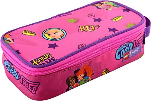 LEGO Bags Stiftebox, Faulenzer quadratisch, Schlamper Box mit Lego Friends Motiv Good Vibes, Federmäppchen ca. 21 cm