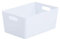 Muddy Hands Small Large Rectangle Plastic Storage Baskets Boxes (PACK OF 2) (Large Deep, White)