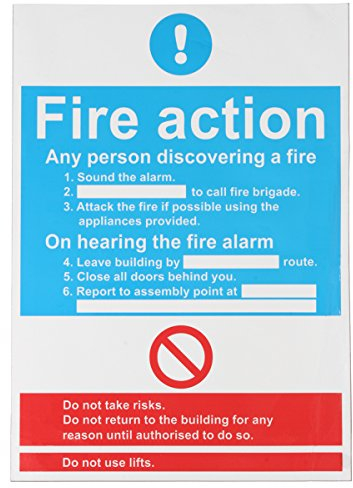 RanDal Fire Action Sign Sticker Assembly Office Door Notice Decal Decor Decor Sticker 205X290Mm