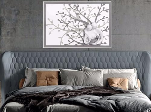 MAZZOLA LUCE quadro capezzale 70x48 per camera da letto sacra famiglia albero della vita moderna capoletto design grigio