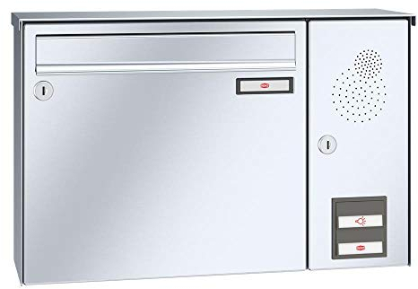 RENZ/Basic B/Aufputz-Briefkastenanlage Wand-Briefkasten / V4A-Edelstahl/Volumen 17 L/Sprechsieb rechts/Dein-Briefkasten.de