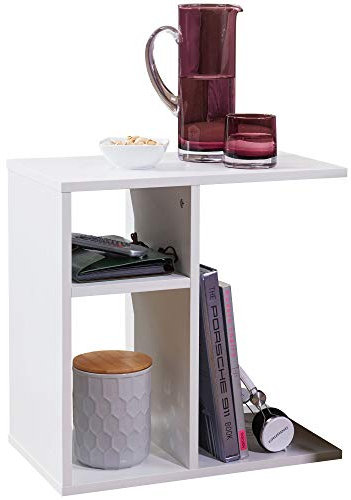 KADIMA DESIGN Beistelltisch ITTER Holz: Ablagefächer, 50x50x30 cm, Kratzfest & wasserabweisend Farbe: Weiß