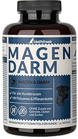 Schnüffelfreunde Magen Darm für Hunde I Unterstützt die Darmflora und natürliche Darmregulierung beim Hund - mit Flohsamenschalen, Pflanzenkohle und Moorextrakt (300g - ca. 360 Stück)