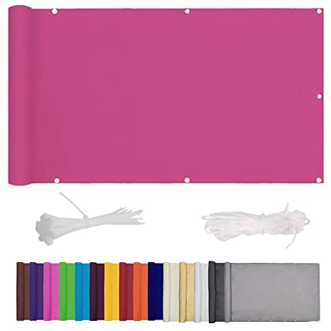 MYUANH Balkon Sichtschutz 0.8x7.5m UV-Schutz Balkonsichtschutz Sonnenschutz Balkon-Verkleidung Balkonschutz Ohne Bohren für Balkongeländer Garten, Pink Lila
