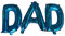 Folienballons mit Aufschrift Dad, mit Band und Strohhalm, Blau