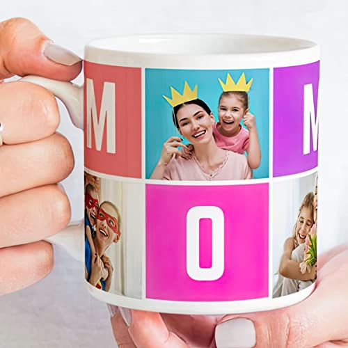 Personalised Mug for Mum - Best Coffee Cup With Up to 5 Photos, World's Best Mother Ever Birthday Gift, Mother's Day Present - 110oz