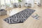 NORTHRUGS In- und Teppich Malta 80x350cm - Wendeteppich Wetterfest Geometrisches Muster für Balkon Terrasse Garten Wintergarten Wohnzimmerteppich Wasserfest in Night Silver,105461-80x350,Night Silber