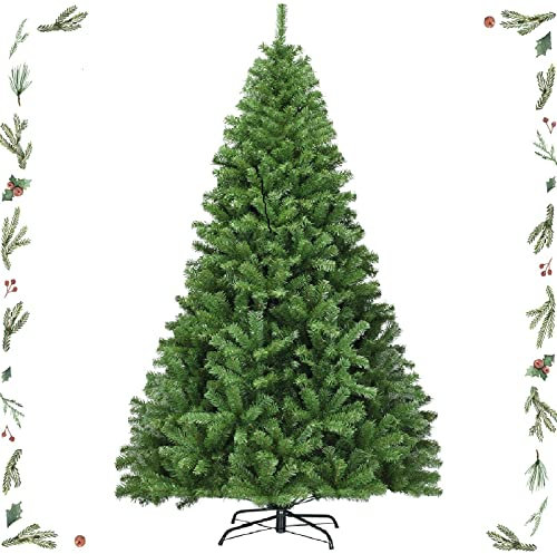 GYMAX Albero di Natale Automatico 230 cm, 1346 Rami Artificiali in PVC, Folto e Realistico, Supporto Pieghevole in Ferro, Divisibile a 3 Sezioni, Montaggio Facile, per Casa/Ufficio/Negozio, Verde