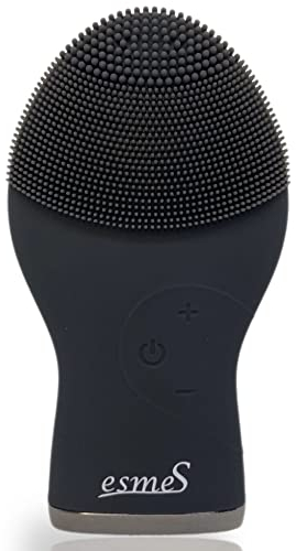 esmeS | Gesichtsreinigungsbürste | Silikonbürste | Straffendes Gesichtsmassagegerät | Hygienische und Hautfreundliche Gesichtspflege | 100% Wasserdicht, Mattschwarz