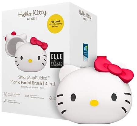 GESKE x Hello Kitty | Brosse faciale sonique SmartAppGuided™ | 4 in 1 | Brosse nettoyante visage électrique | Brosse nettoyage | Brosse faciale | Nettoyage peau | Soins de la peau | Nettoyage doux