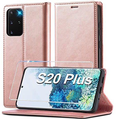 Samsung Galaxy S20 Plus Handyhülle Leder Mit Schutzfolie - Klappbar Flip Wallet Stoßfeste Schutzhülle Klapphülle für S20 Plus 5G
