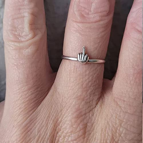 Funny Ring,1PC Cute Funny Ring,Lustiger Ring,Niedlicher lustiger Ring,Einzigartige Form Ring,Lustiger Mittelfinger Ring,Stapelbare Fingerringe,Fidget Ring für Frauen Mädchen,Angst Ring (Größe 7)