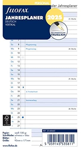 FILOFAX Kalendereinlage Personal Jahresplaner vertikal (Deutsch)2025