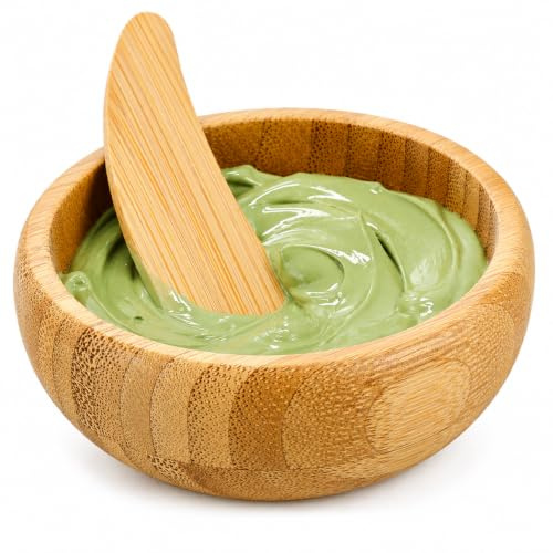 FOMIYES Bamboo Facial Mask Mixing Bowl Set with Spoon 2.56In Skin Care Mixing Tool for DIY Face Mask at Home Salon Supplies