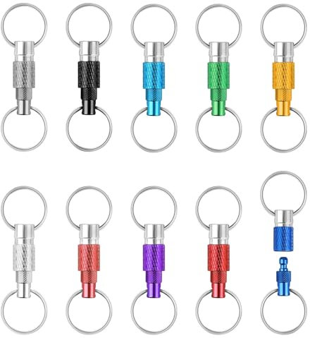 Linkstyle Schnellverschluss Schlüsselanhänger Abnehmbar, Ziehbar Schlüsselring, Feder-Split Snap Trennbarer Schlüsselanhänger, 10 Stück