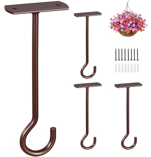 ASZUNE Hängende Pflanzenhalterung, 15,2 cm, 4 Stück, Metall-Pflanzenhaken, Schäferhaken, dekorativer Wand-Pflanzenaufhänger zum Aufhängen von Laternen, Vogelfutterstation, Blumenkorb, Heimdekoration,