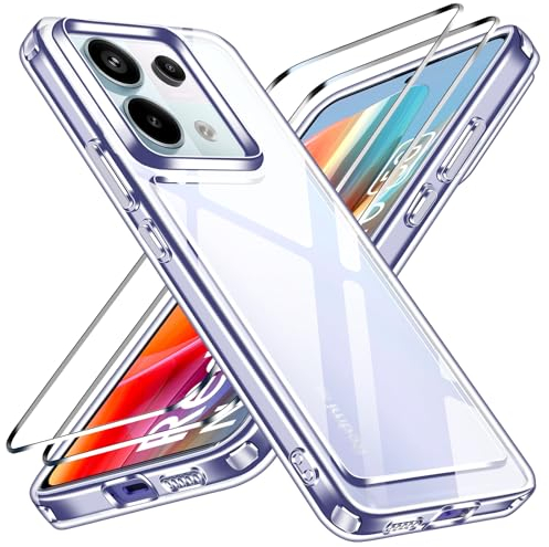 ivoler Anti-Amarillo Clara Funda para Xiaomi Redmi Note 13 Pro 5G / Poco X6 (No para Note 13 Pro 4G) con 2 Piezas Cristal Templado, Carcasa Protectora Antigolpes Transparente Anti-Choques Bumper Case