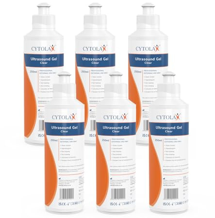 6X 250ml Cytolax Ultrasound Gel, Thick Clear | Conductive High Viscosity Clear Transmission Gel | Doppler Machine | Hypoallergenic Non Irritating Non Staining, UKCA CE Certified
