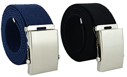 UPGRADE 3STYLE Gürtel mit verschiebbarer Schnalle im Militärstil, Pack2blau-schwarz, 148 cm