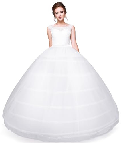 ShinyMatch Tüll Petticoat Hochzeitsrock für Damen, weiß, Petticoat, Reifrock, reifenloser Unterrock, Brautkleid, Ring-Stil, Einheitsgröße